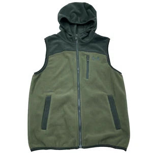 Under Amrour Vest Boys Medium Green Fleece Jacket Hoodie Olive Sleeveless Youth - Picture 1 of 10
