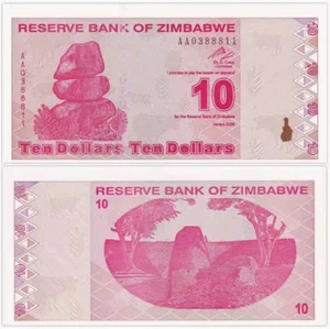 2009 ZIMBABWE 10 DOLLARS BANKNOTE CURRENCY UNC - Picture 1 of 1
