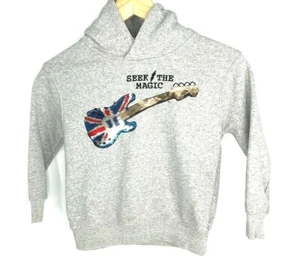Zara Kids Sz 7. Gray Long Sleeve Sweatshirt & Sequin Guitar. "Seek The Magic"  - Picture 1 of 5