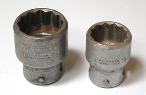 Two Proto 1" Drive Sockets 5760 1-7/8" & 5772 2-1/4" 12 Point USA - Picture 1 of 3