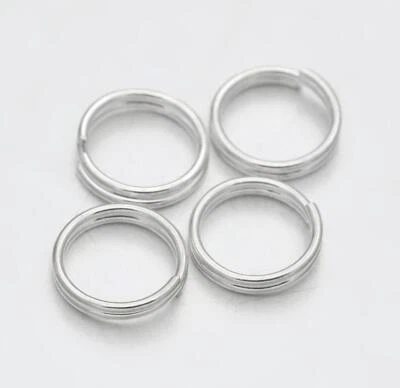 THEBEADSELECTION 100 DOUBLE LOOP SPLIT SILVER PLATED JUMP RINGS 8mm JEWELLERY FINDINGS