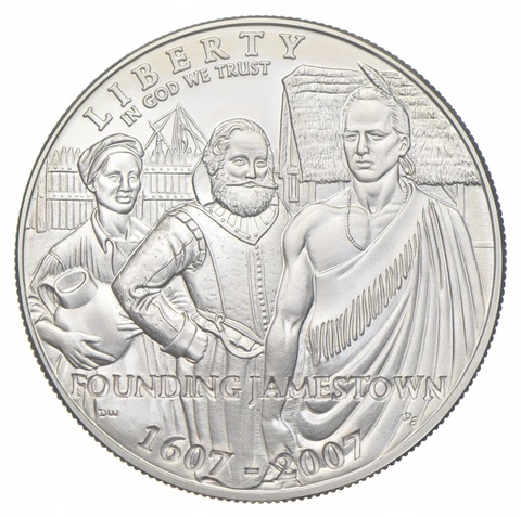 Unc  2007 Jamestown Settlement - US Commemorative 90% Silver Dollar Cover