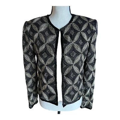 Papell Boutique Evening Vintage Womens Jacket Size Small Black & Black/Gold - Image 1 of 4