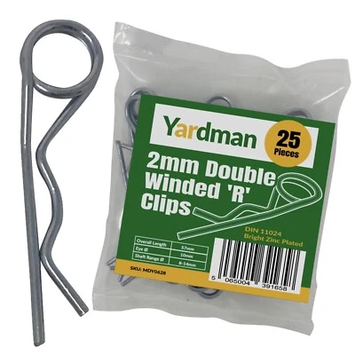 YARDMAN R Clips 25-pcs 2mm x 57mm R Shape Cotter Pin Double Winded R Split Pins