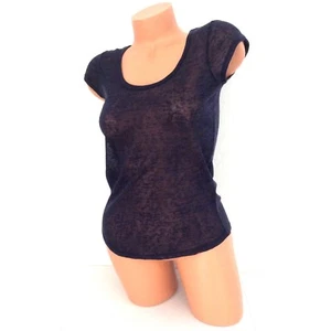 NUEVO W.F. Camiseta Top Capas Crew Texturizada Burnout Transparente Yoga/Deporte/Salón M - Imagen 1 de 1