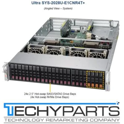 Supermicro SYS-2028U-E1CNR4T+ 2U 24-Bay 2.5" Server w/ X10DRU-i+ CTO w/ Rear Bay - Image 1 of 4