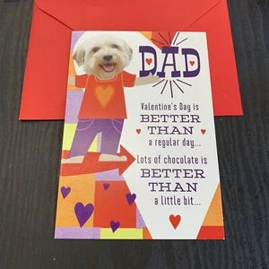 Happy Valentine’s Day Dad Funny Dog Loved 5”x7” Hallmark Greeting Card - Picture 1 of 7