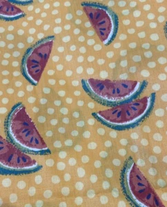 Watermelon and Polka Dot Polished Cotton Fabric Springs Industries 2+ Yards - Picture 1 of 3