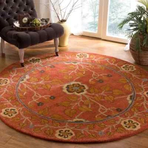 Round William Morris Style Arts & Crafts Wool Area Rug **FREE SHIPPING** - Picture 1 of 5