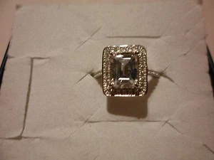 Simulated Octagon Diamond Ring w/Accents in 925 Sterling Silver-Size 7-5.40 CTW - Picture 1 of 6