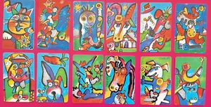 12 Telefonkarten Deutschland Kunst Otmar Alt Chinesisches Horoskop kompl.Satz R6 - Bild 1 von 2