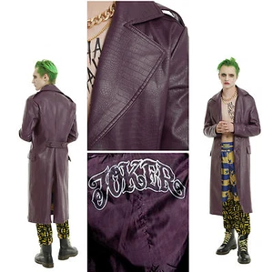 PURPLE JOKER Crocodile Long TRENCH COAT Jacket DC COMICS SUICIDE SQUAD Mens S-XL - Picture 1 of 8