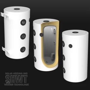 50 L Wärmepumpen-Pufferspeicher, wandhängend, mit Isolierung und Zubehörteilen - Bild 1 von 8
