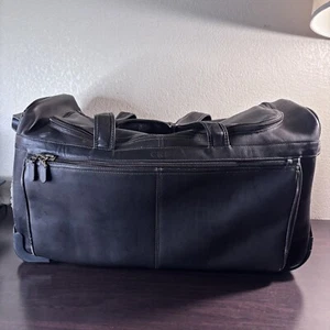 Passage 2 Collection Columbian Leather Wheeled Checked Duffel Travel Bag - EUC - Picture 1 of 14