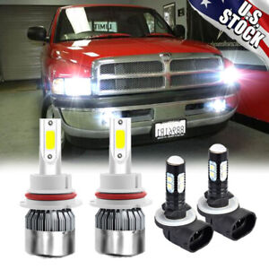 For Dodge Ram 3500 2500 1500 1999-2001 4PCS COB LED Headlight Bulbs Hi//Lo Beam