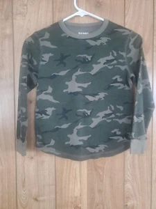 Old Navy Thermal Camo Shirt Long Sleeve Green Size 8 Medium - Picture 1 of 5