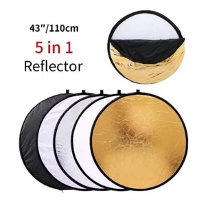 43 "110cm 5in1 portable folding light diffuser round photo studio Reflector UK - Picture 1 of 7