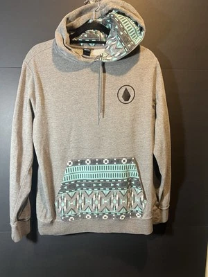 Volcom Men's True to This Pullover Hoodie Gray and Blue Contrast Sz Small - Image 1 of 4