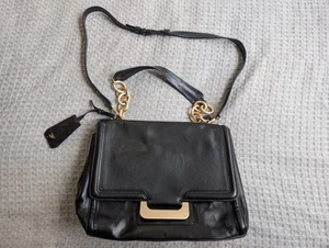 DVF Shoulder Bag Womens Large Leather Gold Chain Flap Satchel Purse Designer - Picture 1 of 18