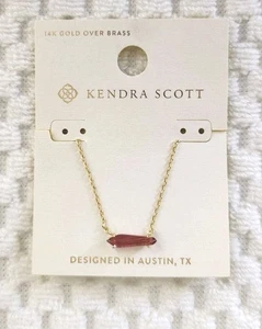Kendra Scott Indie Halskette, rotes Glas, 14K Gold über Messing, Anhänger Halskette, neu - Bild 1 von 6
