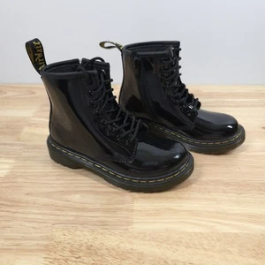 Dr. Doc Martens Black Leather Zip Up Lace US 12 8-Eye Boots Kids 1460 J - Picture 1 of 16