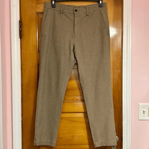 Zara Man Houndstooth Plaid Tan Brown Tapered Dress Pants Men’s US 32 - Picture 1 of 7