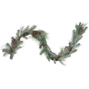 Northlight 6'x14" Artificial Mixed Pine Cones Gold Glitter Christmas Garland - Picture 1 of 3