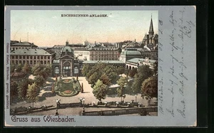 Wiesbaden, Ansichtskarte, Kochbrunnen-Anlagen aus der Vogelschau 1903 - Picture 1 of 2