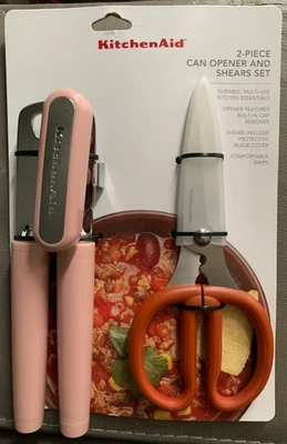 KitchenAid Abridor de Latas Rosa y Naranja Tijeras de Agarre Suave Juego KO387OHP4A Foto 1 de 4