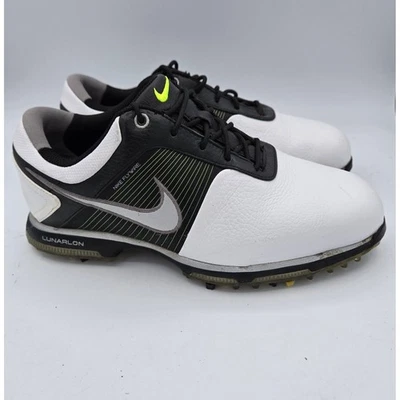Zapatos de golf Nike LunarLon blancos negros con clavos para hombre talla 7,5 EE. UU. Foto 1 de 4