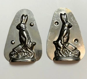 Vintage HOLLAND HANDICRAFT 4154 CHOCOLATE MOLD w/Clips BUNNY RABBIT Wheelbarrow - Picture 1 of 8