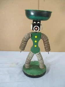 Vintage 1950's Folk Art Bottle Cap Man TRAMP ART Ash Tray Dish 13.5" - Picture 1 of 16