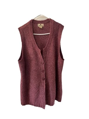 Woolrich Womens Sweater Vest L Wool Blend Dusty Rose Button Up Cardigan Sz 2X - Image 1 of 4
