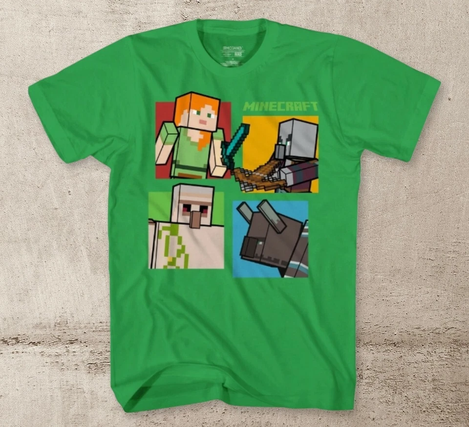 PEQUEÑA 6/7 NUEVA Camiseta Gráfica Minecraft Niños Manga Corta, Verde Foto 1 de 1