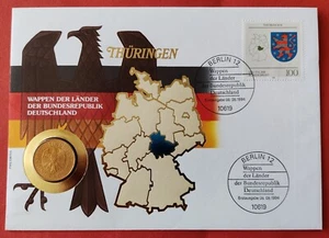 Thüringen ** Numisbrief vom 08.09.1994 mit Münze 1 DM vergoldet TOP !!! - Bild 1 von 2