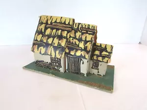 Vtg Cardboard Thatched Roof Cottage O Scale 4"H x 5.75"L PR - Picture 1 of 4
