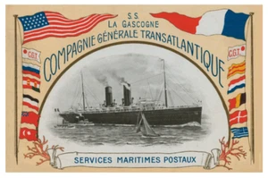 OCEAN LINERS 2125 French Line SS La Gascogne pre 1895 poster 8 x 12 - Picture 1 of 4