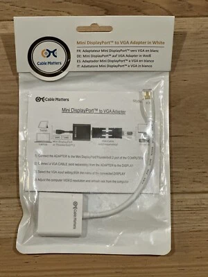 Cable Matters Mini DisplayPort to VGA Adapter (Mini DP to VGA) in White - Image 1 of 2