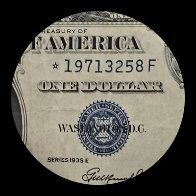 $1 1935E Star Nonte Silver Certificat Birthday Anniversary 19713258 Blue Seal XF - Image 1 of 3