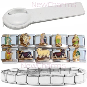 10 Nativity Italian Charms Tool Starter Bracelet Holiday Christmas Manger MIX105 - Picture 1 of 2