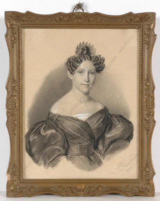 Conrad L'Allemand (1809-1880) "Retrato de una dama", dibujo, 1833 Foto 1 de 4