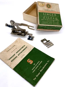 Macchina Singer Zigzag 121706 piedi gambo basso attacco cucito Instr Box 1939 vintage - Foto 1 di 19