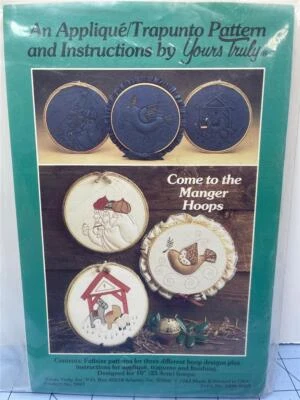 YOURS TRULY 图案 - Applique TRAPUNTO PATTERN Come To The Manger Hoops — 第 1/2 张图片