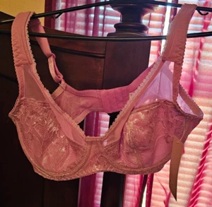 JOATEAY Women's Lace Underwired Bra Sheer Mesh, Lilac Pinkish Purple 34B - Picture 1 of 6