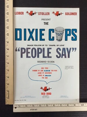 Rare Original VTG 1964 The Dixie Cups Red Bird Poster Style Music Ad Art Print - Image 1 of 3