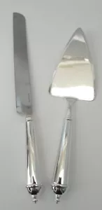 Set coltelli da torta e servizio vintage Towle placcati argento con scatola portaoggetti in velluto - Foto 1 di 4