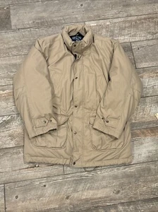 Vintage Lands End Khaki Beige Winter Coat Heavy Goose Down - Picture 1 of 7