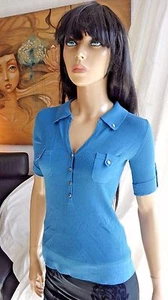 Tolles blaues Strickoberteil KARRIEREFRAU SANDRA ANGELAZZI XS neu ohne Etikett 129 $ - Bild 1 von 6