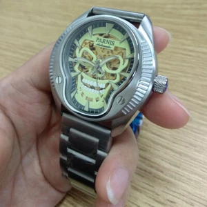 43mm Parnis Sapphire 21 Jewels Miyota 8N24 Automatic Men's Watch Luminous Skull - Picture 1 of 12