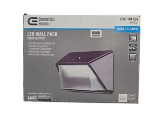 Commercial Electric 175W Equivalent LED Bronze Dusk to Dawn Wall Pack Light NEW - Picture 1 of 14